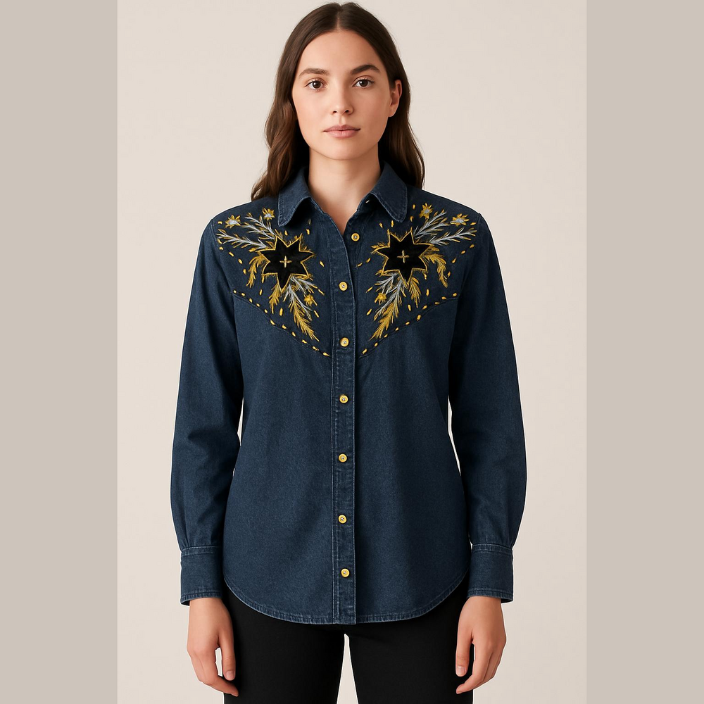 Embroidered Blue Jean Jacket